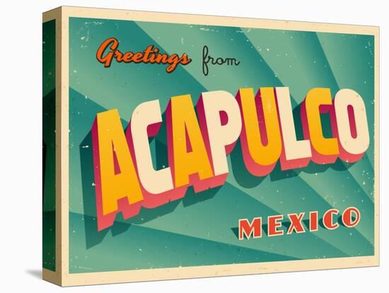 Vintage Touristic Greeting Card - Acapulco, Mexico-Real Callahan-Stretched Canvas