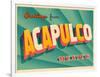 Vintage Touristic Greeting Card - Acapulco, Mexico-Real Callahan-Framed Art Print