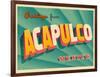 Vintage Touristic Greeting Card - Acapulco, Mexico-Real Callahan-Framed Art Print