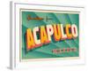 Vintage Touristic Greeting Card - Acapulco, Mexico-Real Callahan-Framed Art Print