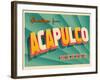 Vintage Touristic Greeting Card - Acapulco, Mexico-Real Callahan-Framed Art Print