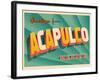 Vintage Touristic Greeting Card - Acapulco, Mexico-Real Callahan-Framed Art Print