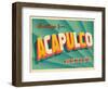 Vintage Touristic Greeting Card - Acapulco, Mexico-Real Callahan-Framed Art Print