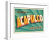 Vintage Touristic Greeting Card - Acapulco, Mexico-Real Callahan-Framed Art Print