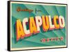 Vintage Touristic Greeting Card - Acapulco, Mexico-Real Callahan-Framed Stretched Canvas