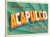 Vintage Touristic Greeting Card - Acapulco, Mexico-Real Callahan-Stretched Canvas