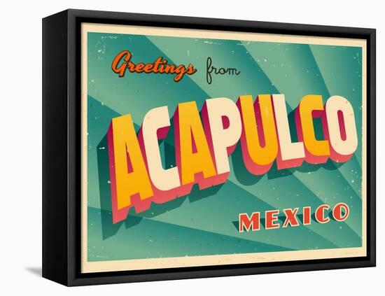 Vintage Touristic Greeting Card - Acapulco, Mexico-Real Callahan-Framed Stretched Canvas