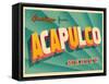 Vintage Touristic Greeting Card - Acapulco, Mexico-Real Callahan-Framed Stretched Canvas