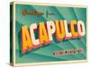 Vintage Touristic Greeting Card - Acapulco, Mexico-Real Callahan-Stretched Canvas