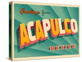 Vintage Touristic Greeting Card - Acapulco, Mexico-Real Callahan-Stretched Canvas