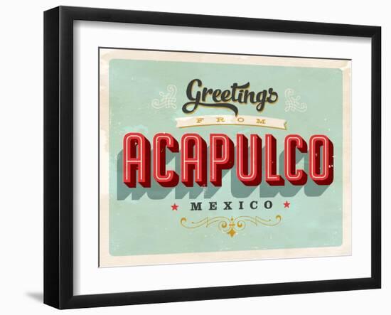 Vintage Touristic Greeting Card - Acapulco, Mexico-Real Callahan-Framed Art Print