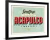 Vintage Touristic Greeting Card - Acapulco, Mexico-Real Callahan-Framed Art Print