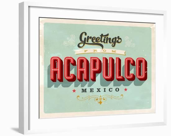 Vintage Touristic Greeting Card - Acapulco, Mexico-Real Callahan-Framed Art Print