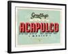 Vintage Touristic Greeting Card - Acapulco, Mexico-Real Callahan-Framed Art Print