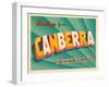 Vintage Touristic Greeting Card - Canberra, Australia-Real Callahan-Framed Art Print