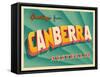 Vintage Touristic Greeting Card - Canberra, Australia-Real Callahan-Framed Stretched Canvas