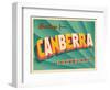 Vintage Touristic Greeting Card - Canberra, Australia-Real Callahan-Framed Art Print