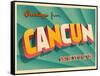 Vintage Touristic Greeting Card - Cancun, Mexico-Real Callahan-Framed Stretched Canvas