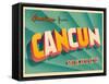 Vintage Touristic Greeting Card - Cancun, Mexico-Real Callahan-Framed Stretched Canvas