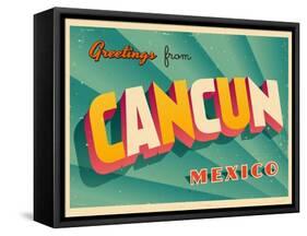 Vintage Touristic Greeting Card - Cancun, Mexico-Real Callahan-Framed Stretched Canvas