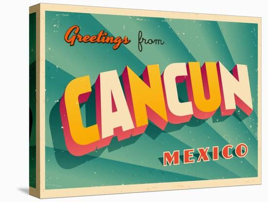 Vintage Touristic Greeting Card - Cancun, Mexico-Real Callahan-Stretched Canvas