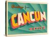Vintage Touristic Greeting Card - Cancun, Mexico-Real Callahan-Stretched Canvas
