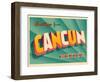 Vintage Touristic Greeting Card - Cancun, Mexico-Real Callahan-Framed Art Print