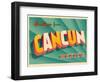 Vintage Touristic Greeting Card - Cancun, Mexico-Real Callahan-Framed Art Print