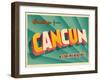Vintage Touristic Greeting Card - Cancun, Mexico-Real Callahan-Framed Art Print
