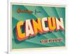 Vintage Touristic Greeting Card - Cancun, Mexico-Real Callahan-Framed Art Print