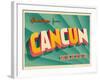 Vintage Touristic Greeting Card - Cancun, Mexico-Real Callahan-Framed Art Print