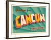 Vintage Touristic Greeting Card - Cancun, Mexico-Real Callahan-Framed Art Print