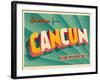 Vintage Touristic Greeting Card - Cancun, Mexico-Real Callahan-Framed Art Print