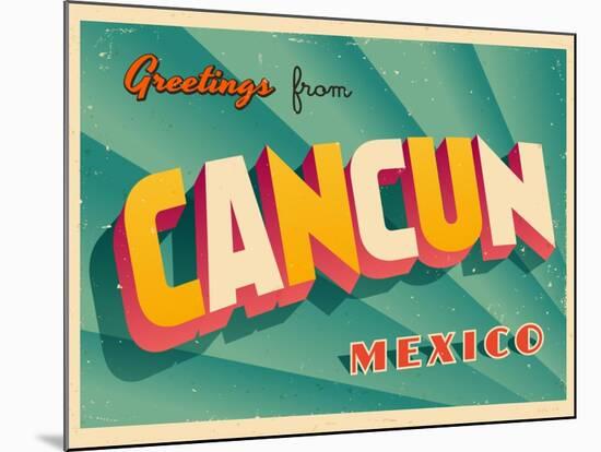 Vintage Touristic Greeting Card - Cancun, Mexico-Real Callahan-Mounted Art Print