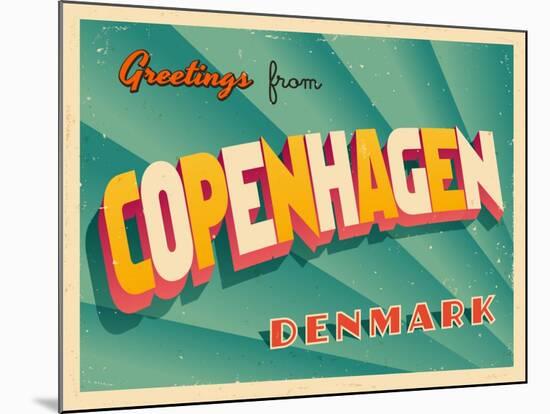 Vintage Touristic Greeting Card - Copenhagen, Denmark-Real Callahan-Mounted Art Print