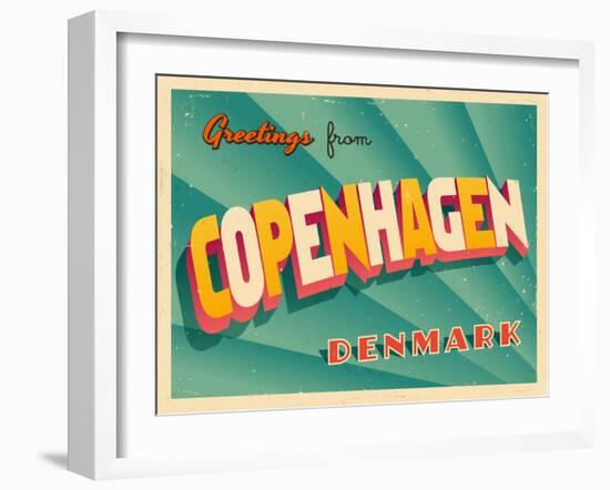Vintage Touristic Greeting Card - Copenhagen, Denmark-Real Callahan-Framed Art Print