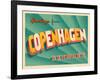 Vintage Touristic Greeting Card - Copenhagen, Denmark-Real Callahan-Framed Art Print