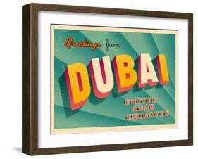 Vintage Touristic Greeting Card - Dubai, United Arab Emirates-Real Callahan-Framed Art Print