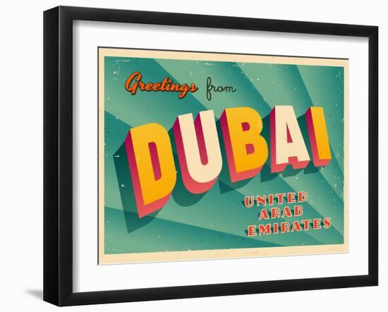 Vintage Touristic Greeting Card - Dubai, United Arab Emirates-Real Callahan-Framed Art Print