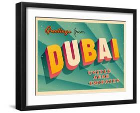 Vintage Touristic Greeting Card - Dubai, United Arab Emirates-Real Callahan-Framed Art Print