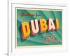 Vintage Touristic Greeting Card - Dubai, United Arab Emirates-Real Callahan-Framed Art Print