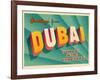 Vintage Touristic Greeting Card - Dubai, United Arab Emirates-Real Callahan-Framed Art Print