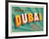 Vintage Touristic Greeting Card - Dubai, United Arab Emirates-Real Callahan-Framed Art Print