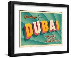 Vintage Touristic Greeting Card - Dubai, United Arab Emirates-Real Callahan-Framed Art Print