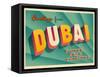 Vintage Touristic Greeting Card - Dubai, United Arab Emirates-Real Callahan-Framed Stretched Canvas