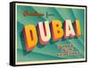 Vintage Touristic Greeting Card - Dubai, United Arab Emirates-Real Callahan-Framed Stretched Canvas