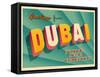 Vintage Touristic Greeting Card - Dubai, United Arab Emirates-Real Callahan-Framed Stretched Canvas