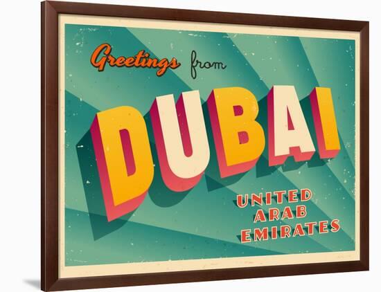 Vintage Touristic Greeting Card - Dubai, United Arab Emirates-Real Callahan-Framed Art Print