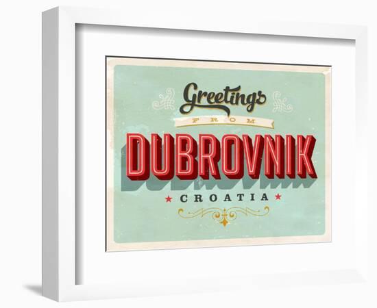 Vintage Touristic Greeting Card - Dubrovnik, Croatia-Real Callahan-Framed Art Print