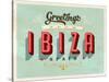 Vintage Touristic Greeting Card - Ibiza, Spain-Real Callahan-Stretched Canvas